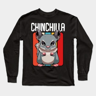 Chinchilla - Cute Retro Style Kawaii Rodent Long Sleeve T-Shirt